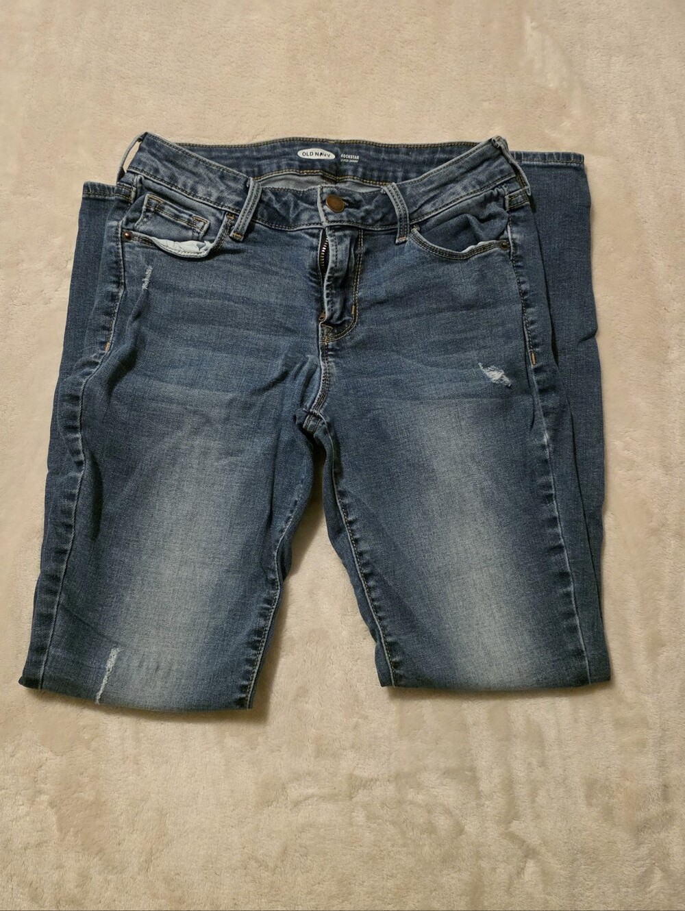 Dark Wash Distressed Skinny Jeans